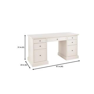 Home Decorators Collection Royce 61 in. Rectangular Polar Off-White Executive Desk SK19051Ar2-PW