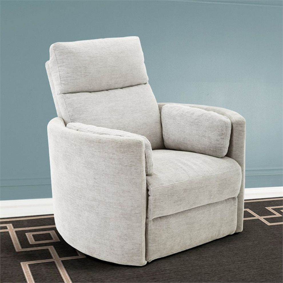 Home Square Polyester Swivel Glider Recliner in Mineral White   Set of 2   Transitional   Recliner Chairs   by Homesquare  Houzz