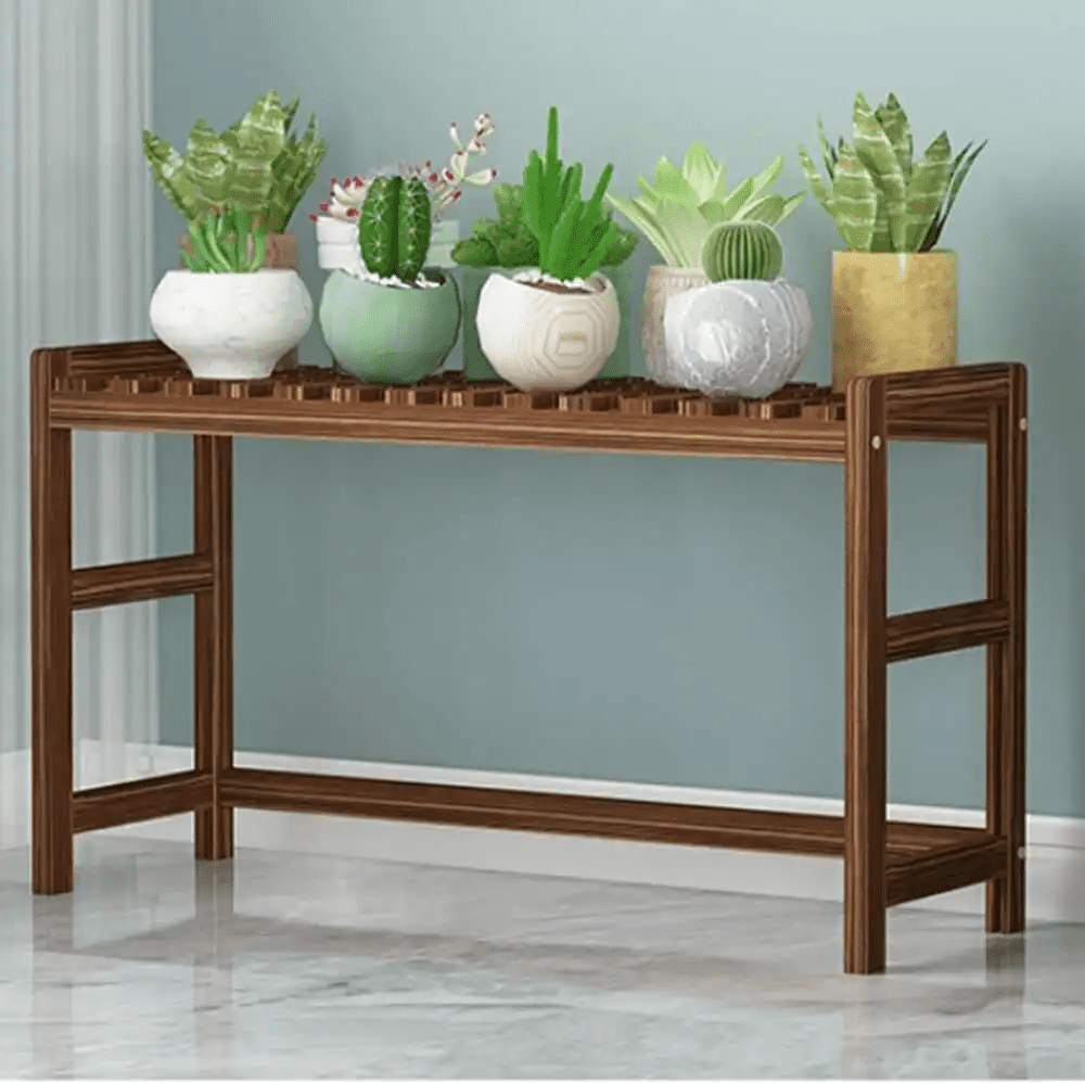 Magshion Set of 3 Pine Wood Plant Stand Cart Tier Step Tall Planters Flower Pot Shelf Display Rack Patio Balcony