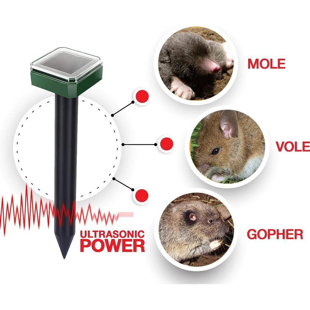 Afoxsos Square Solar Mole Ultrasonic Mole Repellent Stakes Garden  Patio Tools for Groundhog Vole Snake (2-Pieces) HDSA11OT048