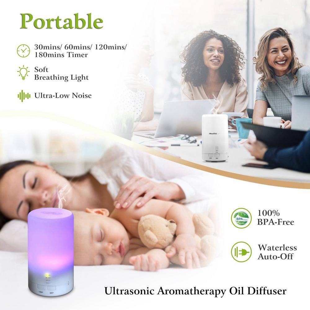 Tatahance Mini Cool Mist Humidifier with 7 Color LED Lights 4 Timer Settings and Ultrasonic Aroma Essential Oil Diffuser D0102HAHXU7-F