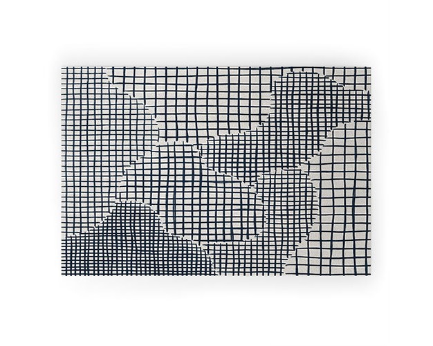 Alisa Galitsyna Dark Blue Grid Pattern Looped Vinyl Welcome Mat Society6