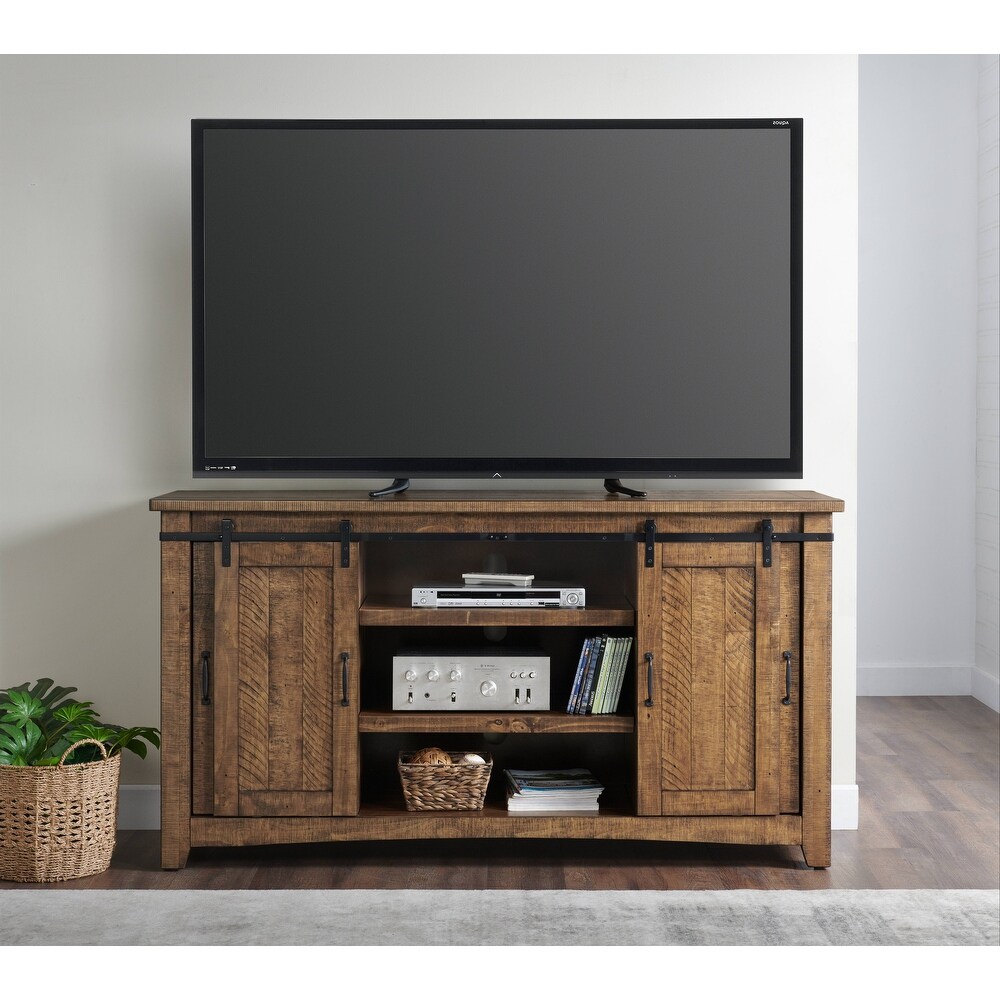 Rustic Farmhouse 65 Inch Wide Solid Wood TV Stand