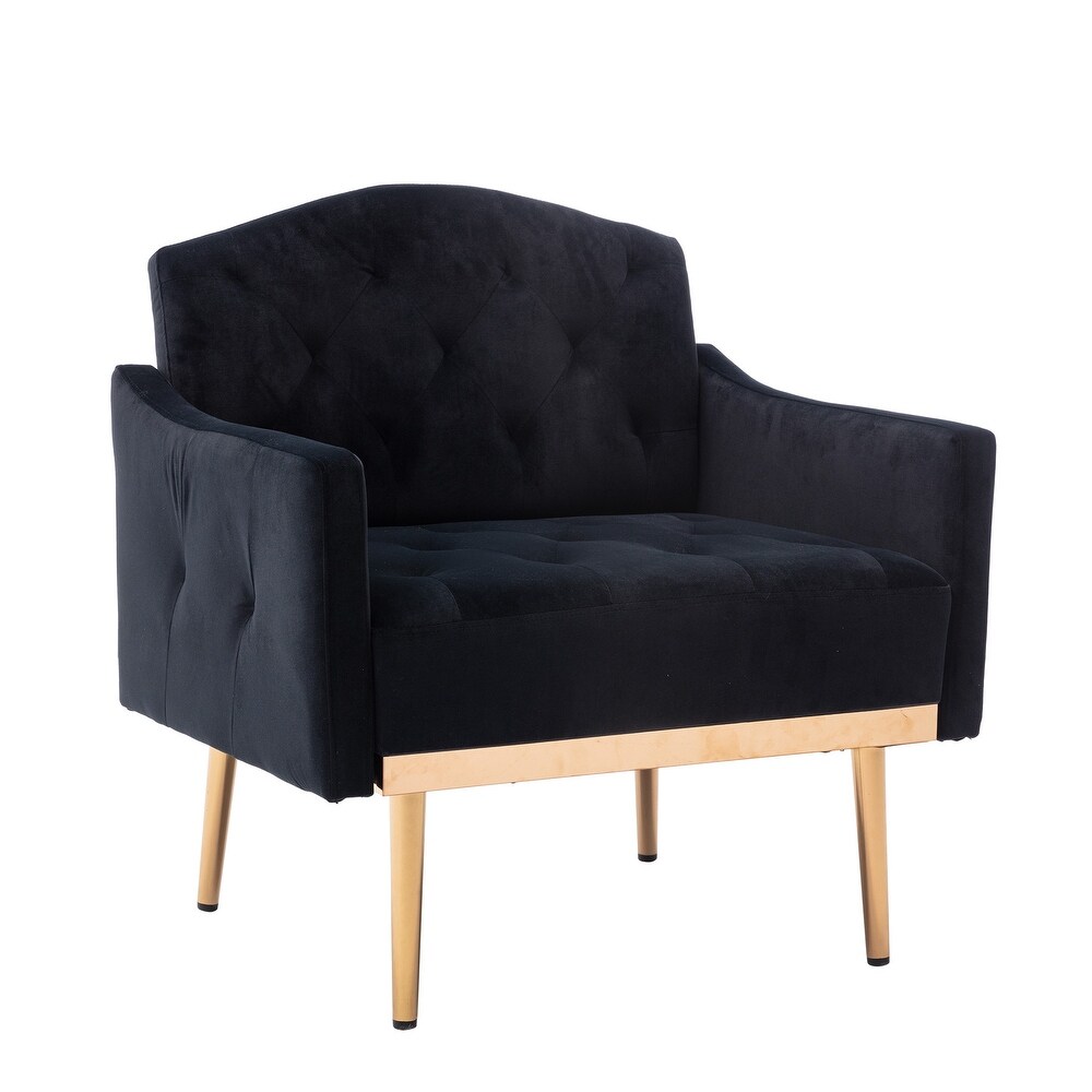 Tufted Velvet Accent Chair with Rose Golden Legs