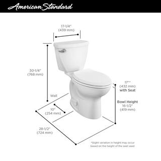 American Standard Cadet 3 Powerwash Tall Height 10 in. Rough 2-Piece 1.6 GPF Single Flush Elongated Toilet in White Seat not Included 270AB001.020