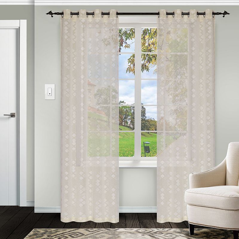 Superior Argyle Sheer Set of 2 Window Curtain Panels