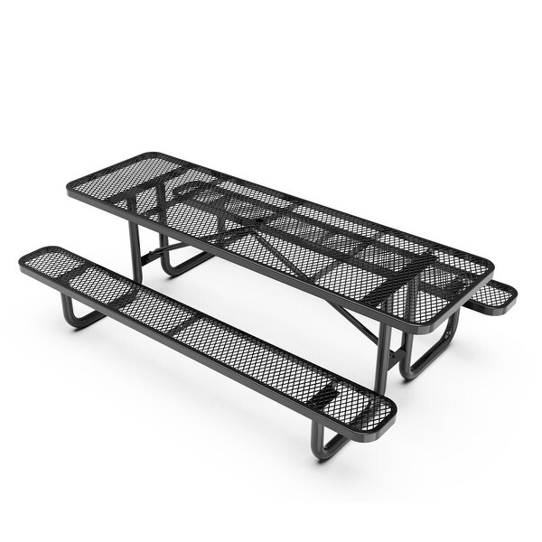 Commercial Grade Expanded Mesh Metal Outdoor Picnic Table