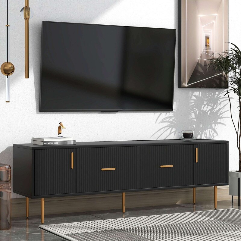 Modern TV Stand with 5 Champagne Legs