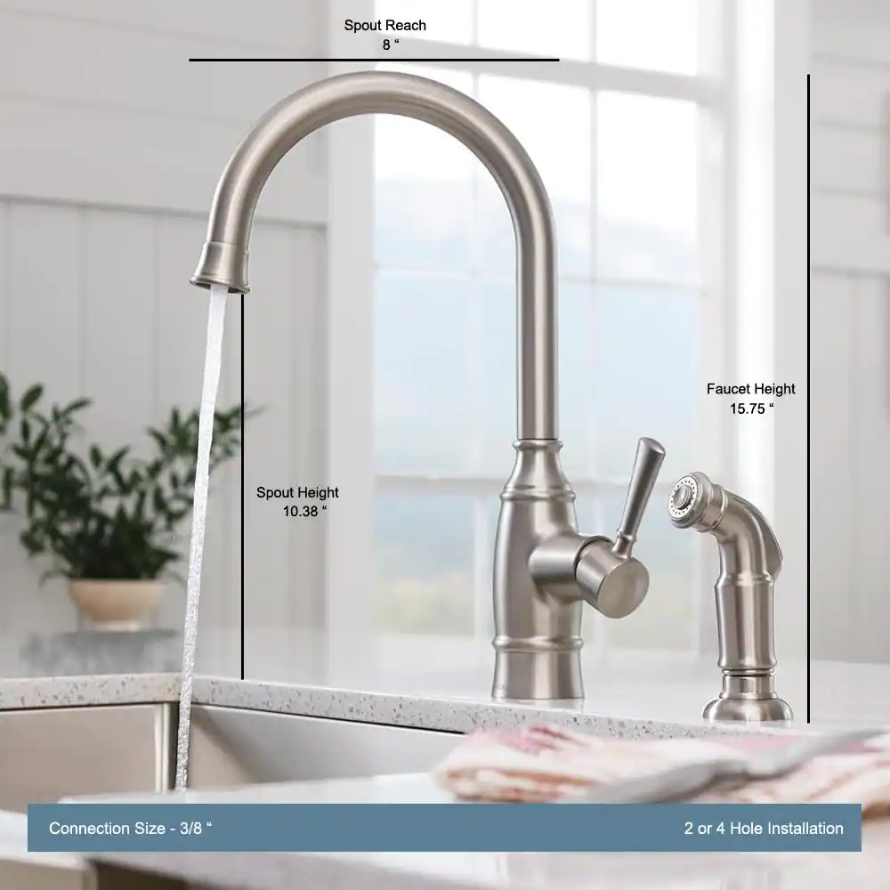 Moen Noell Single-Handle Standard Kitchen Faucet With Side Sprayer In Spot Resist Stainless