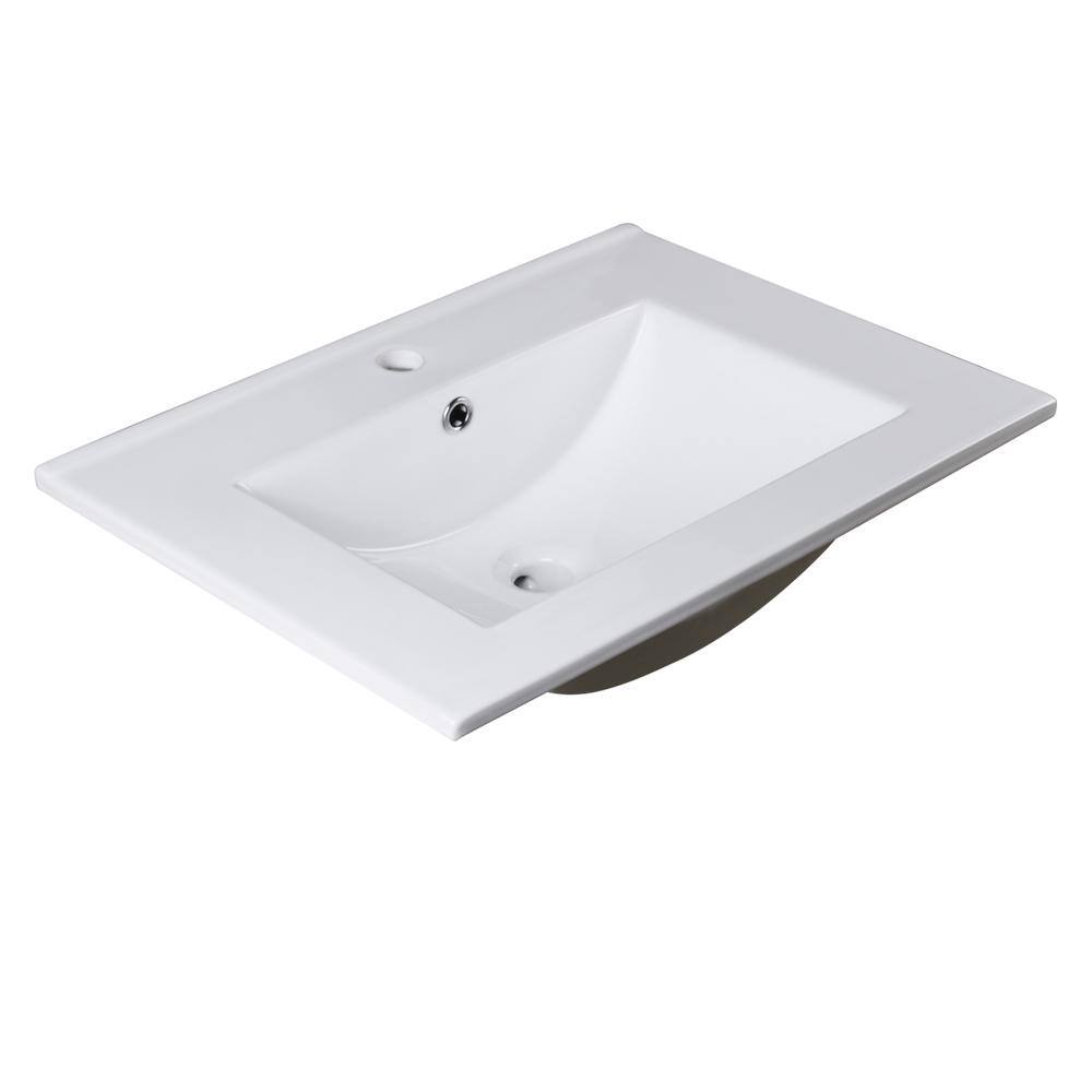 Fresca Allier 24 in. Drop-In Ceramic Bathroom Sink in White with Integrated Bowl FVS8125WH