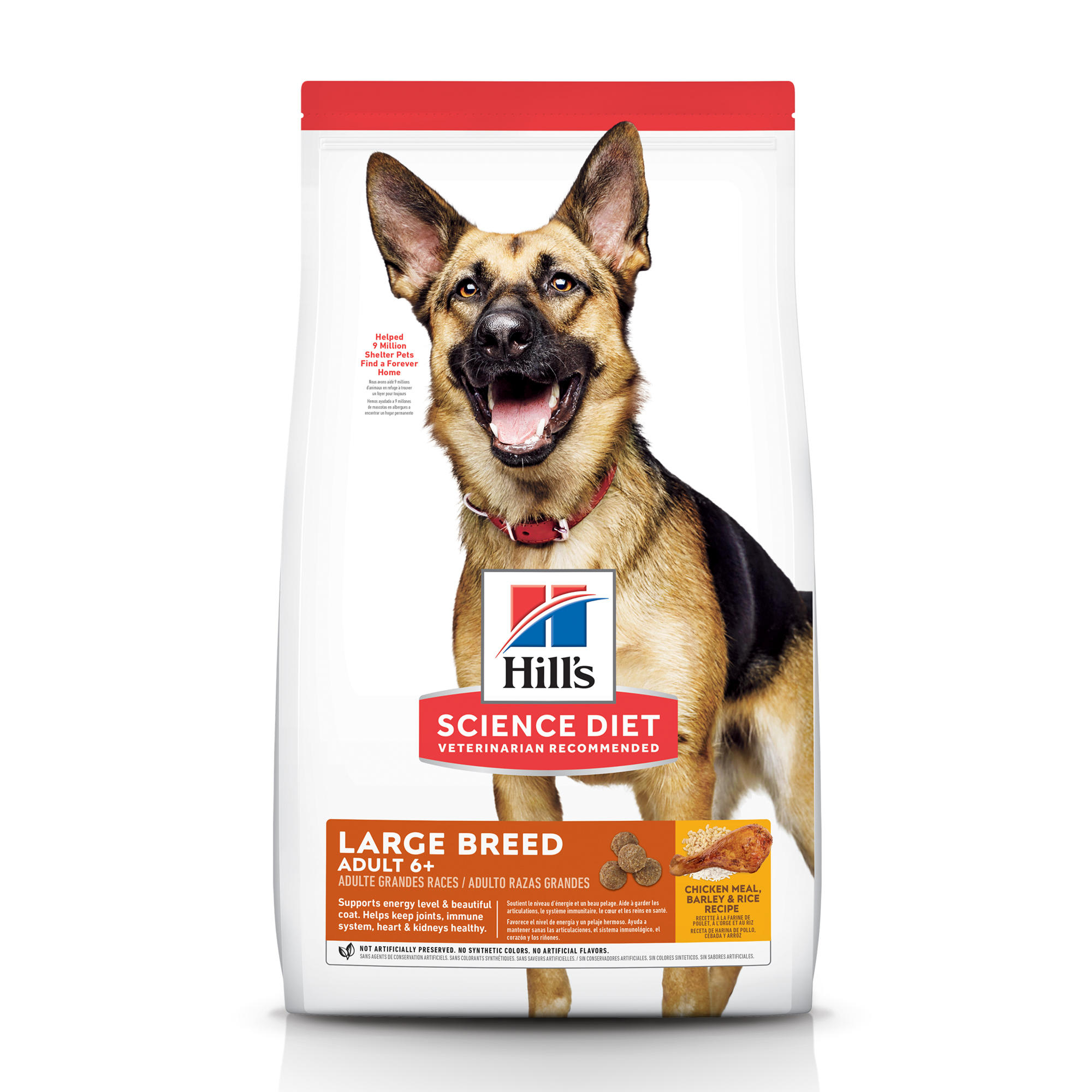 Hills Science Diet Adult 6+ Large Breed Chicken Meal， Barley  Brown Rice Recipe Dry Dog Food， 33 lbs.