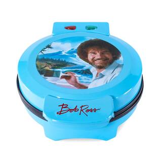 Uncanny Brands 900-Watt Bob Ross Blue Round American Waffle Maker WM1-BOB-BRO1