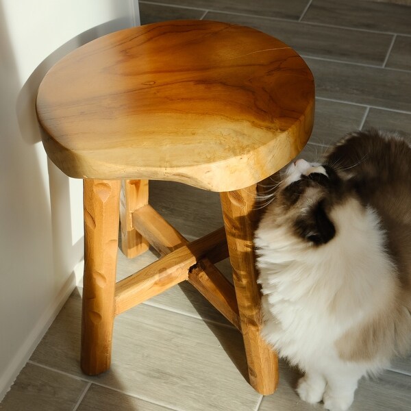 Greenage Teak Stool Side Table Handmade Natural Plant Stool