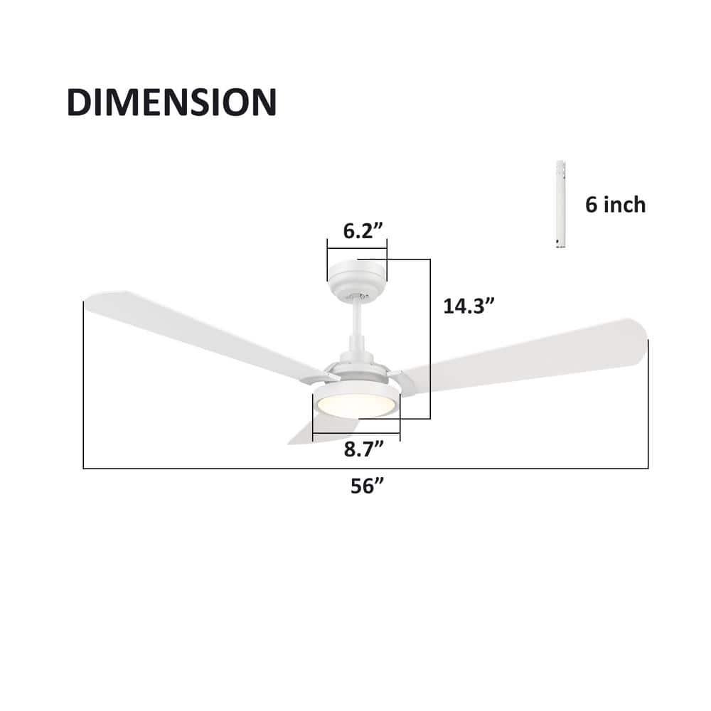 CARRO Veter 56 in Dimmable LED IndoorOutdoor White Smart Ceiling Fan with Light and Remote Works with AlexaGoogle Home