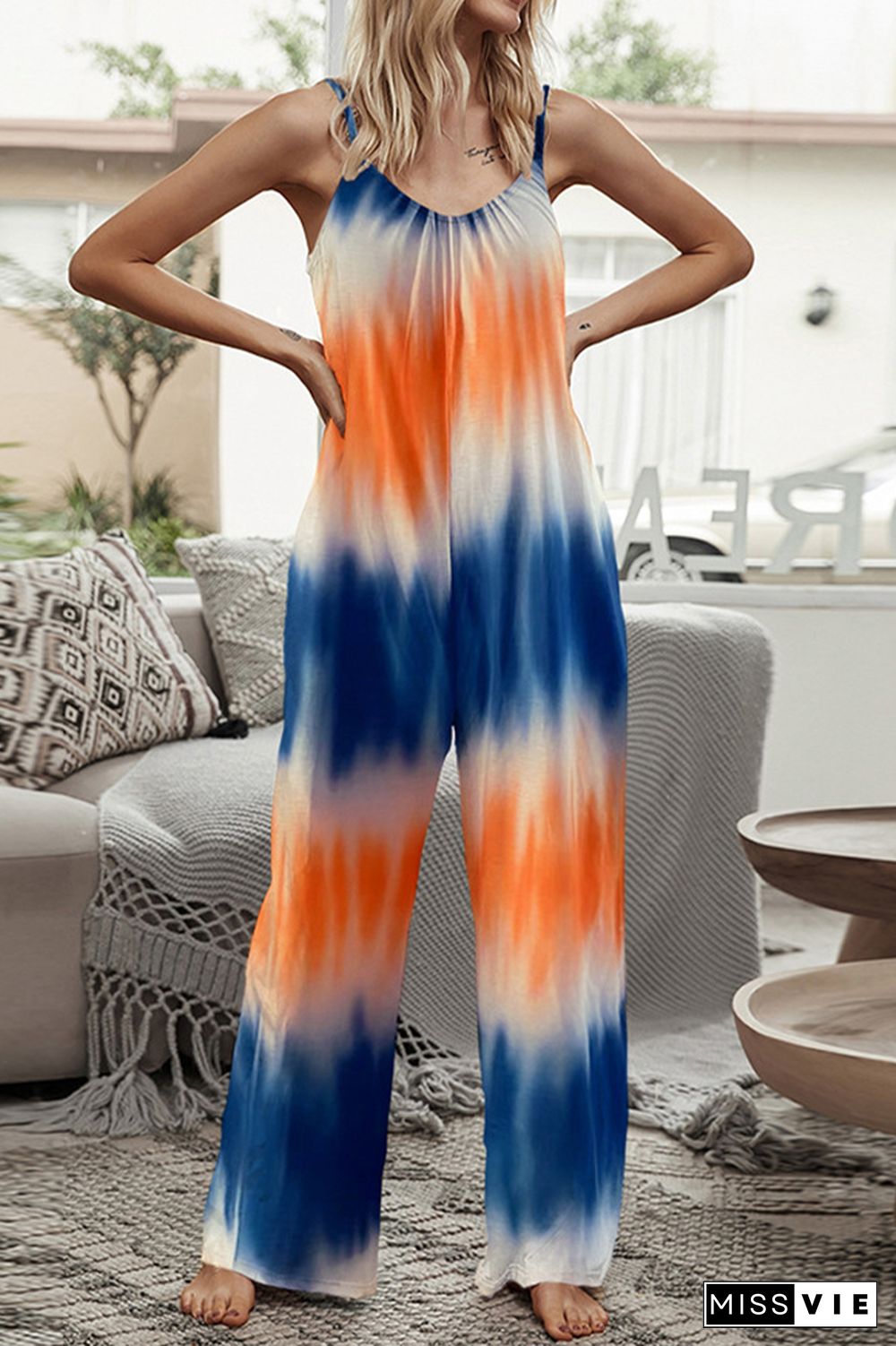 Print Long Pants Loose Jumpsuit Wholesale