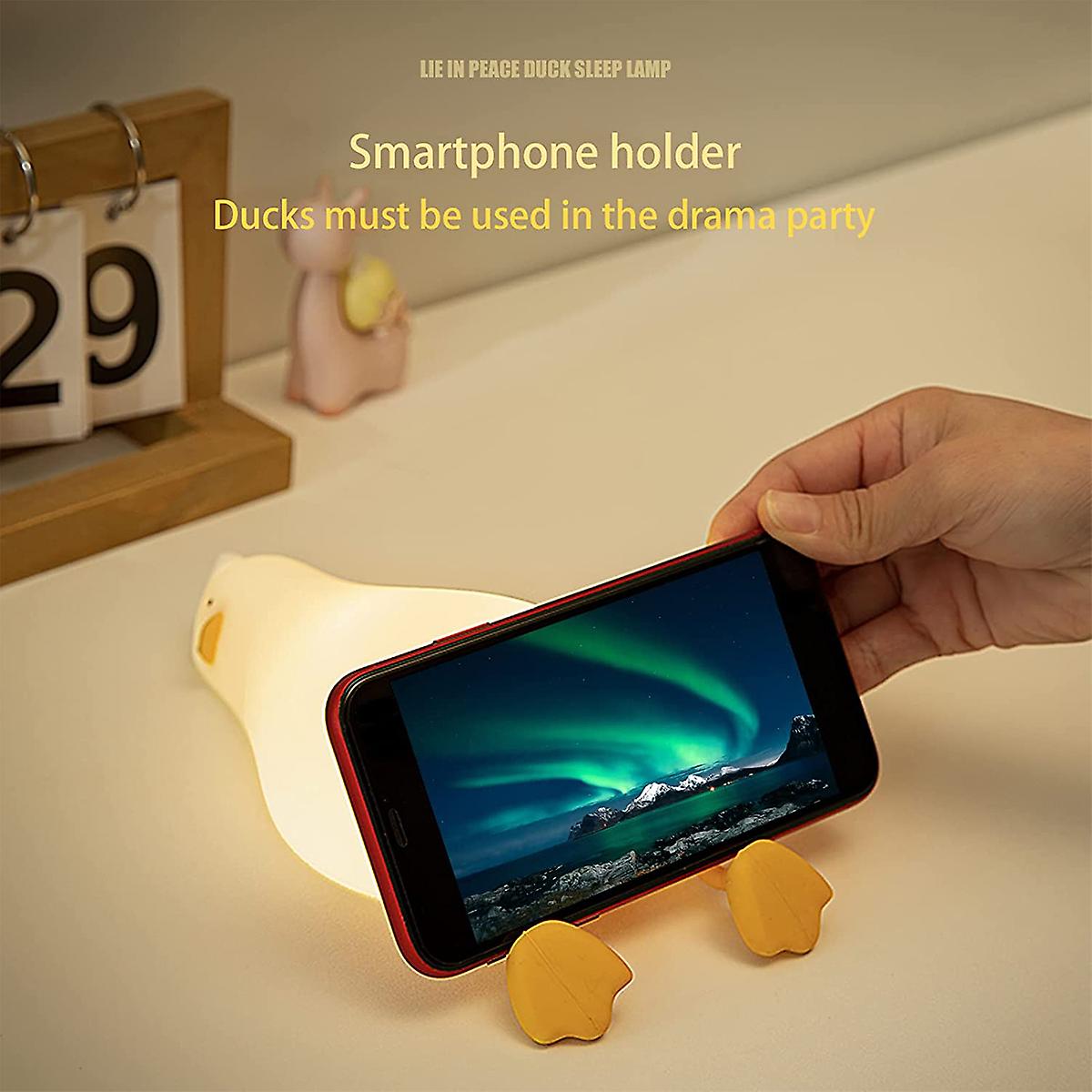 Lying Flat Duck Night Light， Led Squishy Duck Lamp， Silicone Dimmable Nursery Nightlight， Rechargeable Bedside Touch Lamp