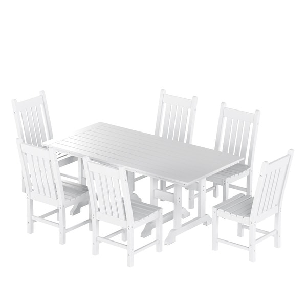 Polytrends Laguna Hdpe All Weather Outdoor Patio Dining Set with Rectangular Table，Armless Dining Chairs (7Piece Set)