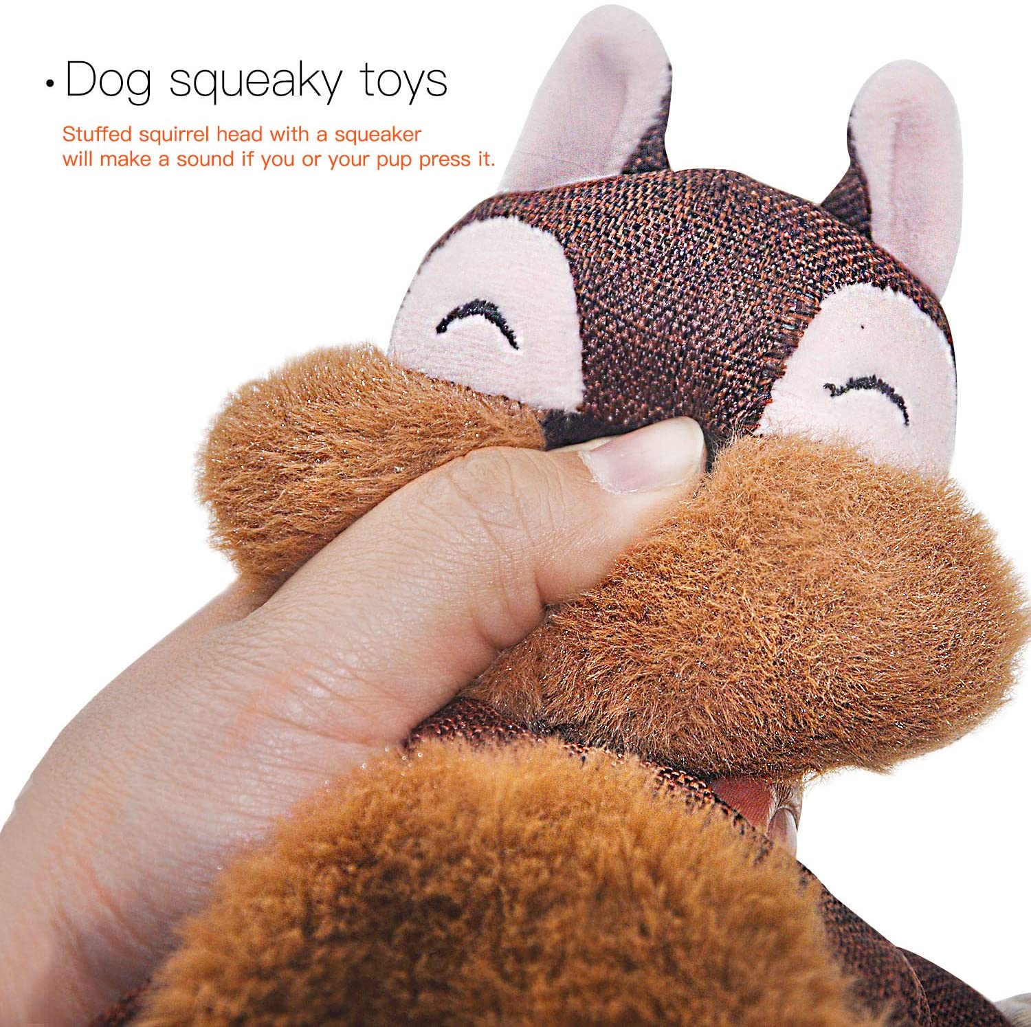 Vitscan Stuffless Dog Toys for Puppy， Crinkle Squeaky Dog Chew Toys Squirrel Plush Dog Toy with Rope Knots for Small Dogs (Squirrel) (Brown Squirrel)