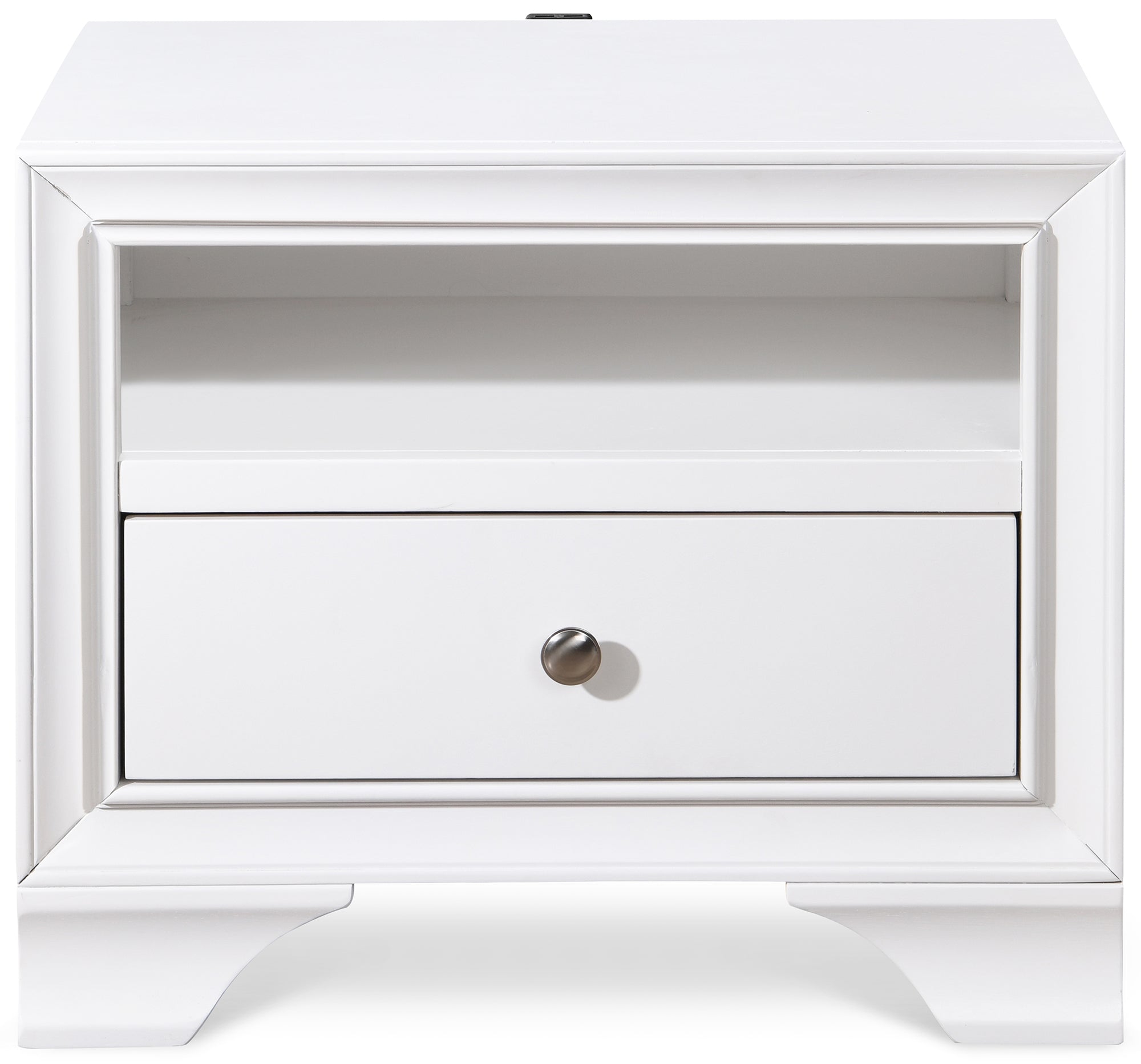 ClickDecor Edmond 1 Drawer Nightstand End Table with USB Charging Station, White