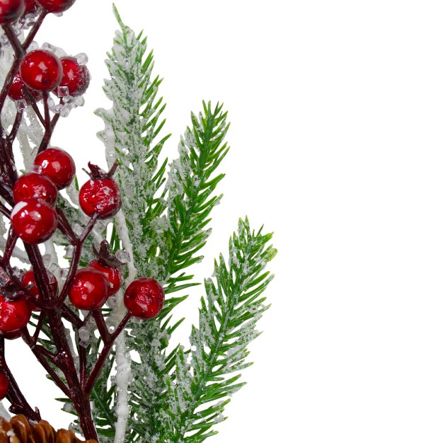 Northlight 26 inch Frosted Green And Red Berries With Pinecones And Greenery Artificial Christmas Spray