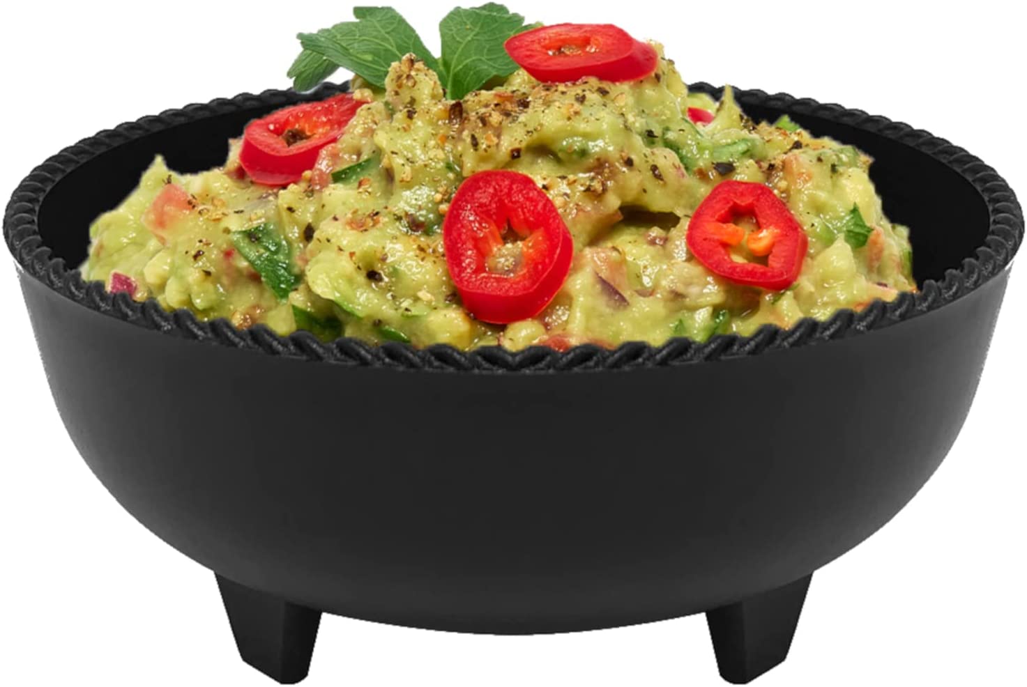 Alpine Cuisine Small Salsa Bowls (Molcajete) 4in/12cm， High-Quality and Food Grade Plastic Material， Heavy Duty and Easy to Clean， Multi-Purpose Salsa Bowl for Serving， Durable and Dishwasher Safe