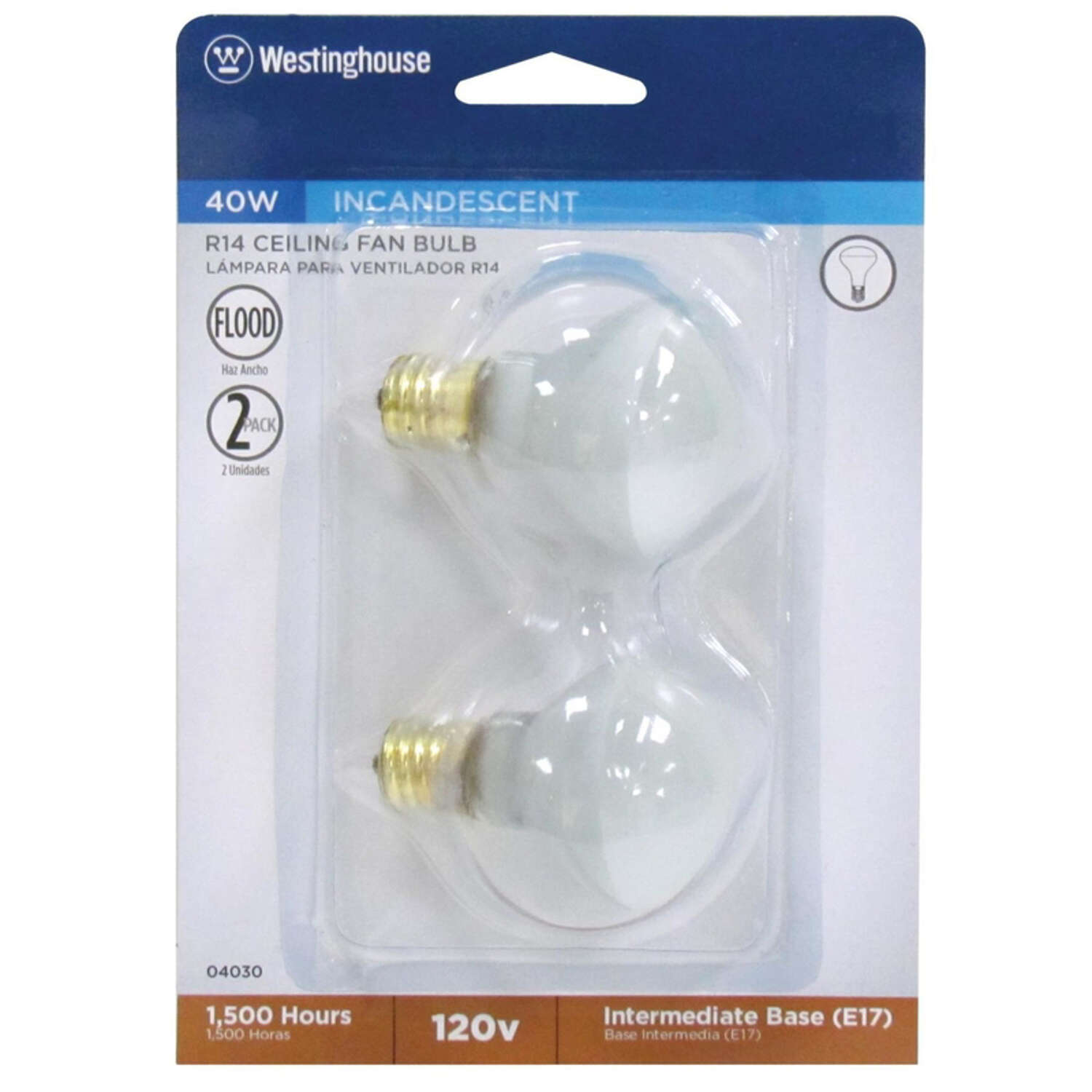 Westinghouse 40 W R14 Incandescent Bulb E17 (Intermediate) Clear 2 pk