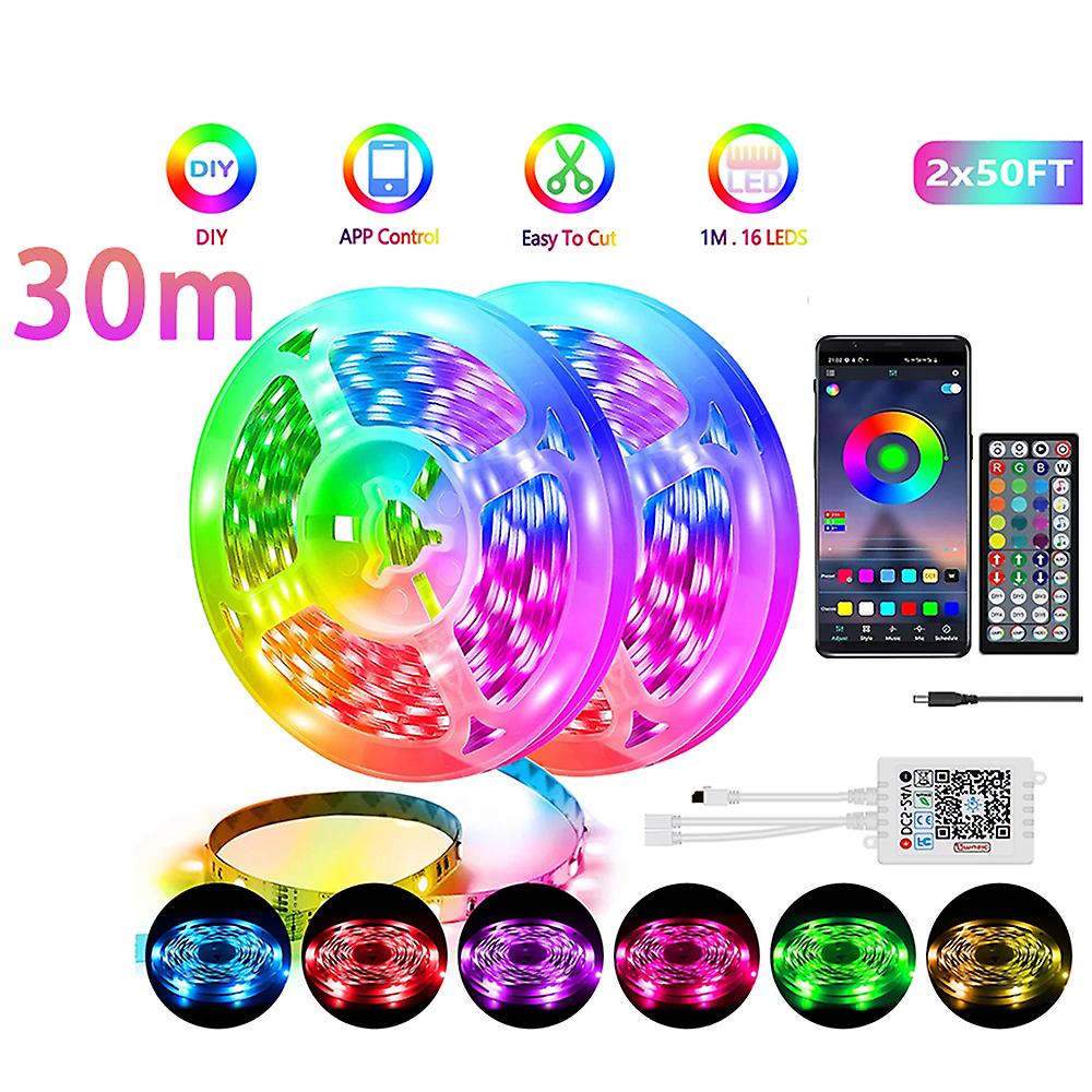 Led Strip Lights 100ft Smart Light Strips With App Control Remote， 5050 Rgb Led Lights