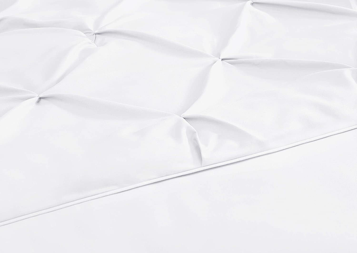 Chezmoi Collection Berlin 3-Piece Pinch Pleated Pintuck Comforter Set， Queen， White