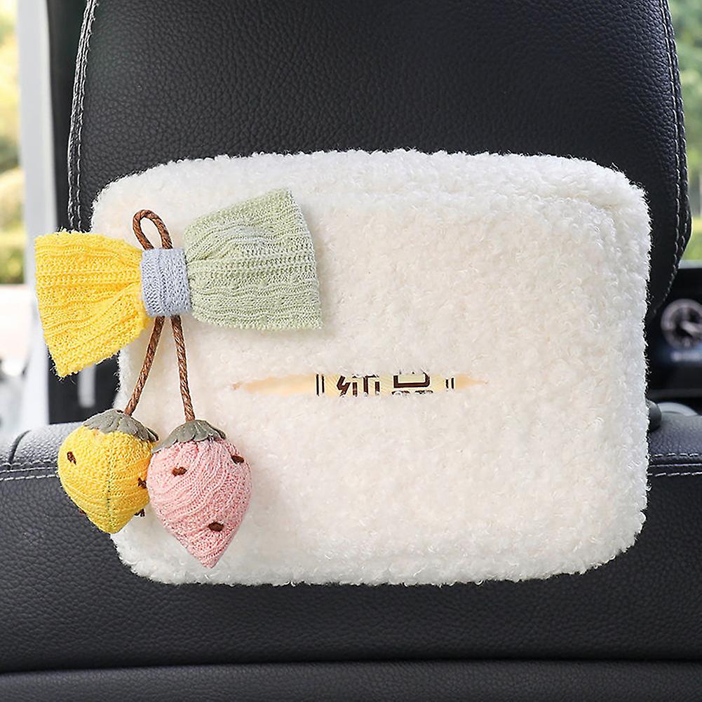 Car Plush Tissue Box Cute Cartoon Animal Style Tissue Holder Hanging Bag Napkin Holder For Desk Bedroom Living Room Car Sofa Type 1