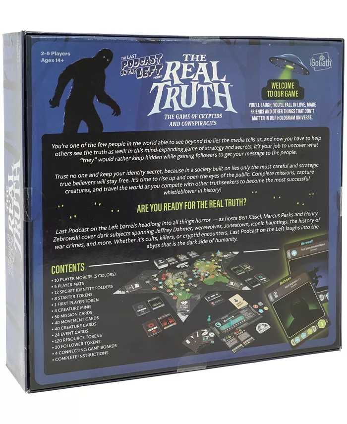 University Games Goliath the Last Podcast on the Left Presents the Real Truth the Strategy Game of Creatures  Cryptids  and Conspiracies