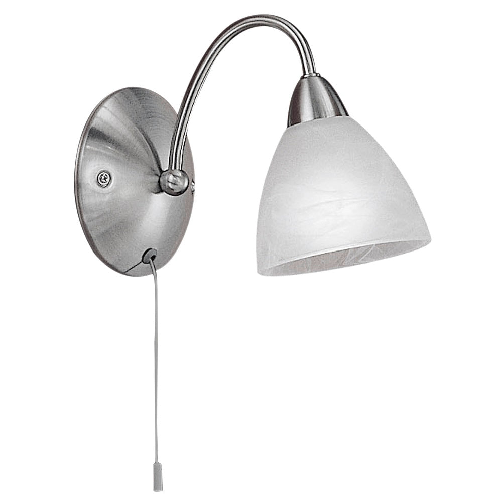 Britalia BR13312 Satin Nickel & Alabaster Glass Switched Wall Light