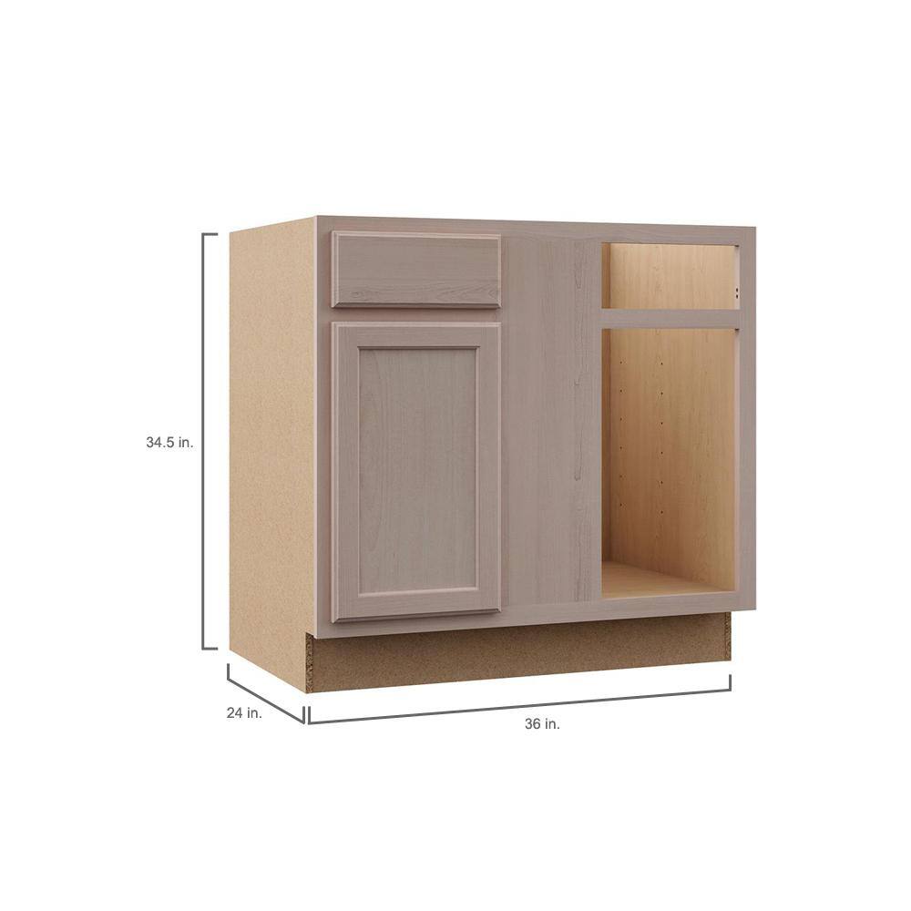 Hampton Bay Hampton Assembled 36x34.5x24 in. Blind Base Corner Cabinet in Unfinished Beech KBBC45-UF