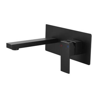 FORCLOVER Single-Handle Wall Mounted Faucet for Bathroom with Deck Plate Included in Matte Black GeYSWNK24