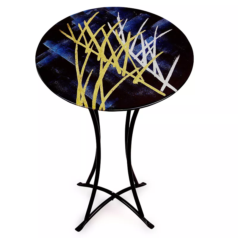 Jasmine Art Brushstroke Round End Table