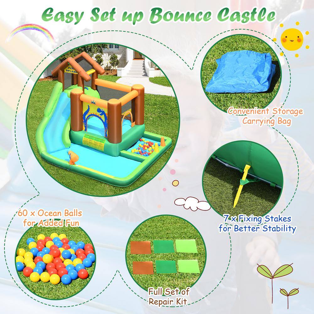 Costway Fabric Inflatable Waterslide Bounce House Climbing Wall without Blower OP70797US