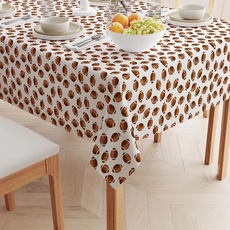 Square Tablecloth， 100% Polyester， 70x70， Allover Football Pattern