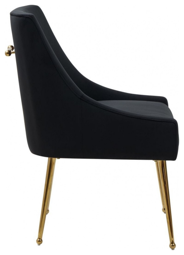 Set of Two Black Gold Velvet Dining Chairs   Midcentury   Dining Chairs   by HomeRoots  Houzz