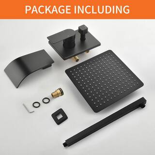 Boyel Living Single-Handle 1-Spray Tub and Shower Faucet with 10 in. Square Fixed Shower Head in Matte Black (Valve Included) BL-33012B