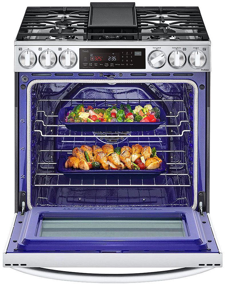 LG 6.3 Cu. Ft. PrintProof Stainless Steel Smart Wi-Fi Enabled ProBake Convection InstaView Gas Slide-In Range With Air Fry