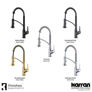 Karran Scottsdale Single Handle Pull Down Sprayer Kitchen Faucet in Stainless Steel KKF210SS