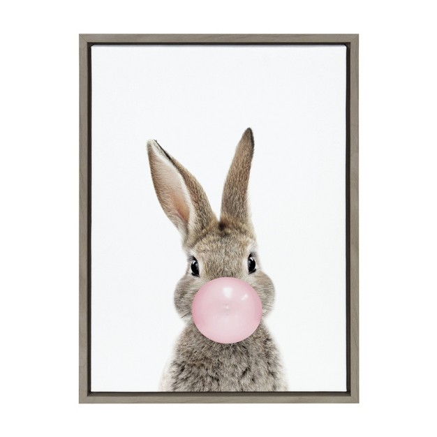 X 24 quot Sylvie Bubble Gum Bunny By Amy Peterson Art Studio Framed Wall Canvas Gray Kate amp Laurel All Things Decor