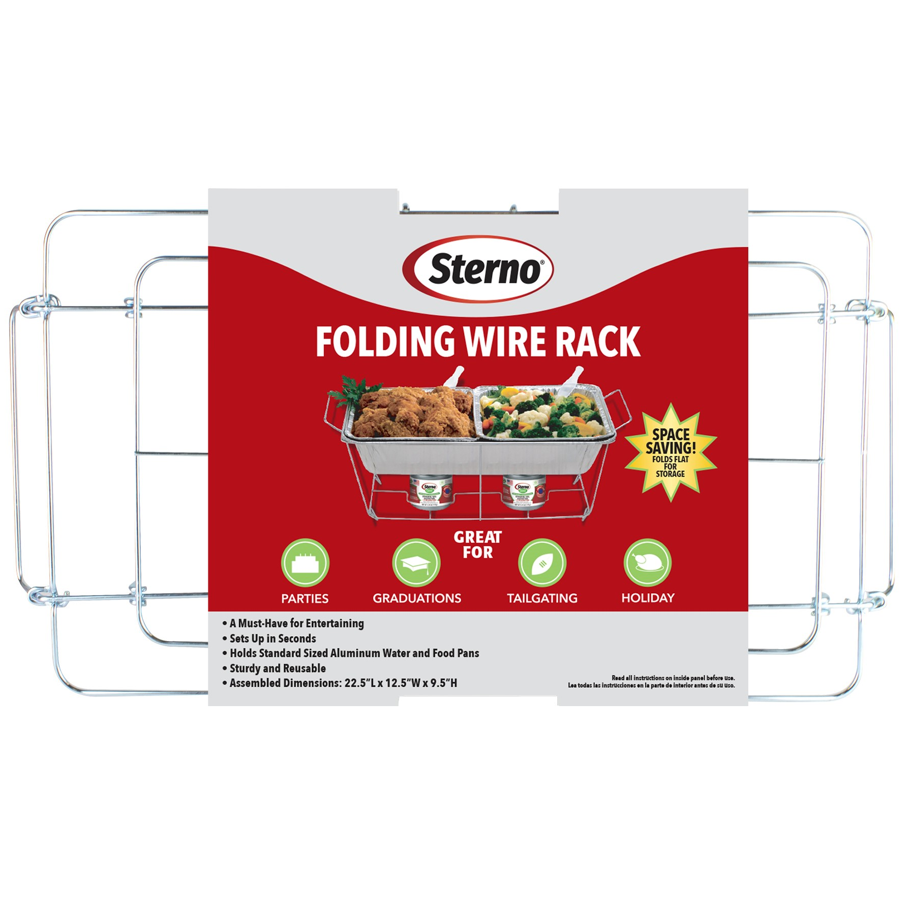 Sterno Folding Wire Chafing Rack， Silver