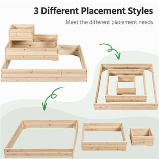 Yaheetech 44.5 in. x 44.5 in. 3-Tier Fir Wood Raised Garden Bed for Plants Vegetables Outdoor Gardening DY02og0001