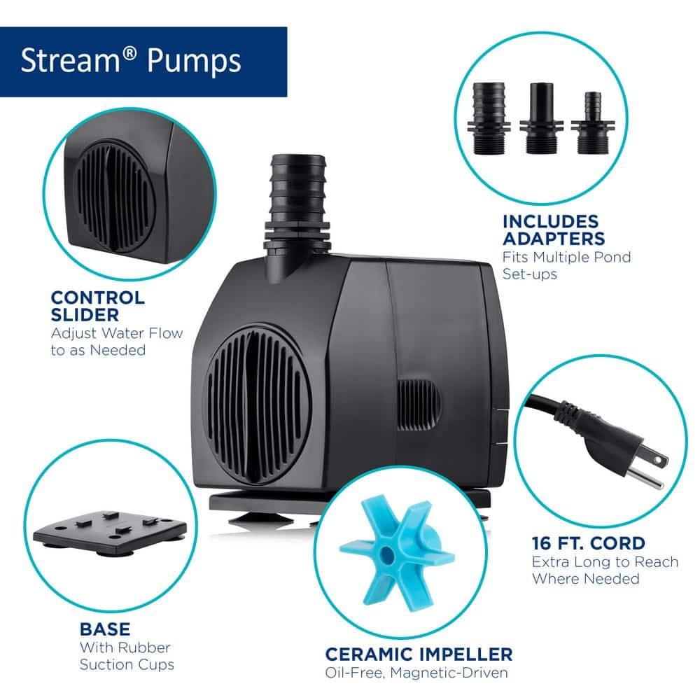 Alpine Corporation Stream Pump 550 GPH with 16 ft. Cord for Ponds, Fountains, and Waterfalls PAD550