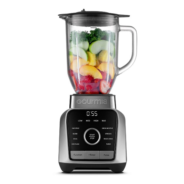 Gourmia Digital Blender With 8 Total Blend Programs 4 Speeds amp Round plated Tamper Gray