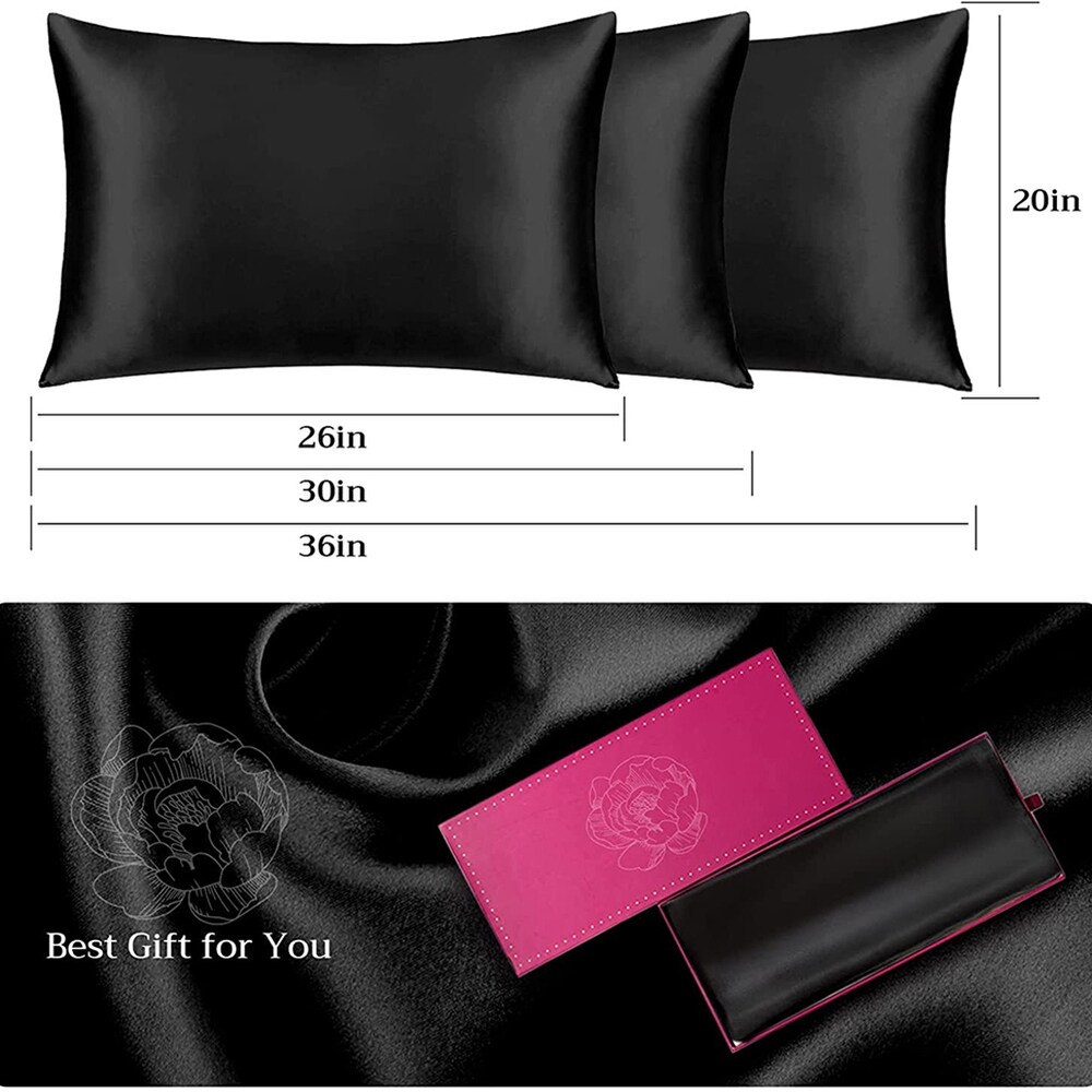 Soft Silk Pillowcase  Silk Pillow Cases with Hidden Zipper  Set of 2