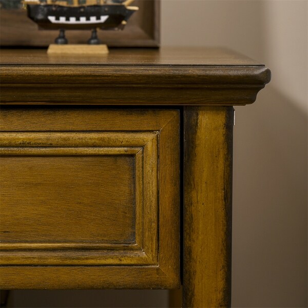 Side Table with Storage，Vintage End Table with Drawer and Open Shelf