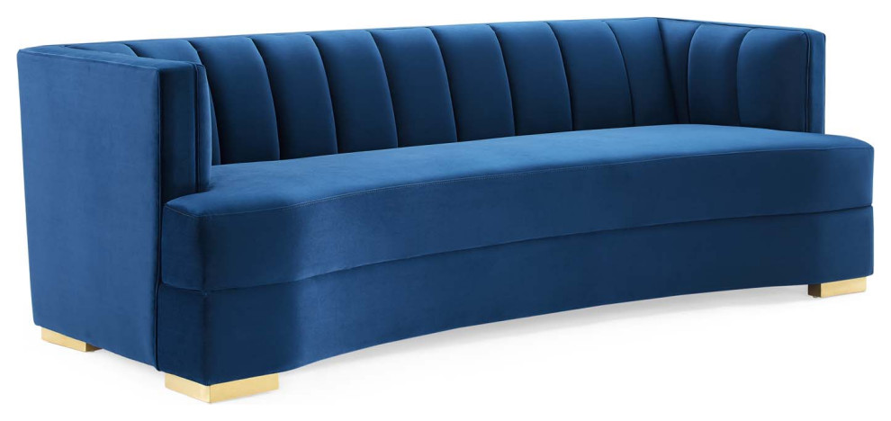 Encompass Channel Tufted Performance Velvet Curved Sofa   Contemporary   Sofas   by Trio Supply House  Houzz