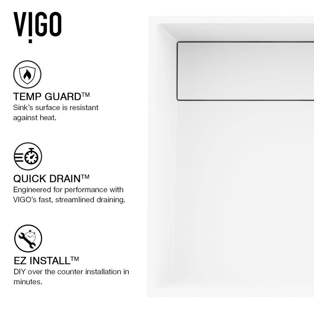 VIGO Montauk Modern White Matte Stone 18 in. L x 13 in. W x 5 in. H Rectangular Vessel Bathroom Sink VG04023