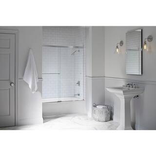 KOHLER Revel 59-58 in. x 55-12 in. Frameless Sliding Tub Door in Bright Polished Silver with Handle 707000-L-SHP